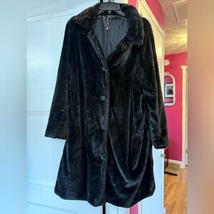 Elegant Black Faux Fur Coat NEW!